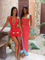 MIRANDA MAXI DRESS CORAL AND BLUE Maxi Dress 