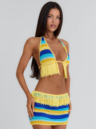 JULEAH MINI SKIRT YELLOW STRIPE Mini Skirt 