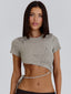 KEIRAH TEE GREY MARLE Crop Top 