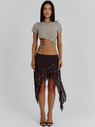 KEIRAH TEE GREY MARLE Crop Top 