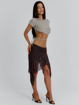 KEIRAH TEE GREY MARLE Crop Top 