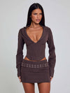 KESSIA MINI SKIRT BROWN PINSTRIPE Mini Skirt 