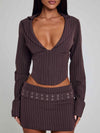 KESSIA MINI SKIRT BROWN PINSTRIPE Mini Skirt 