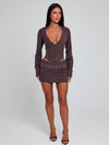 KESSIA MINI SKIRT BROWN PINSTRIPE Mini Skirt 