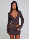 KESSIA MINI SKIRT BROWN PINSTRIPE Mini Skirt 