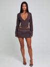 KESSIA MINI SKIRT BROWN PINSTRIPE Mini Skirt 