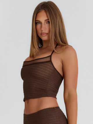 KOURTNEY LONGLINE TOP BROWN Top 