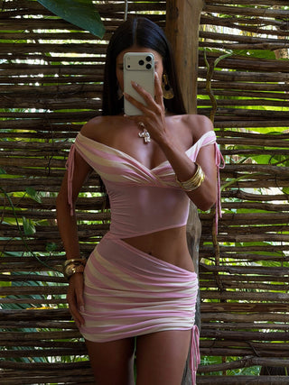 LEONA MINI DRESS PINK STRIPE