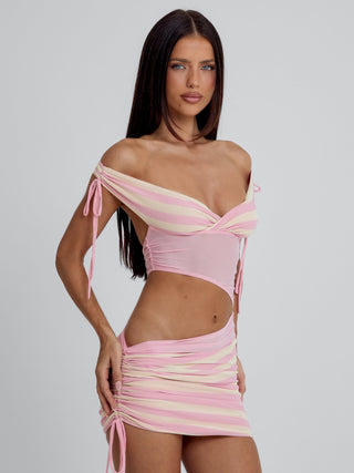 LEONA MINI DRESS PINK STRIPE