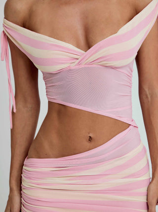 LEONA MINI DRESS PINK STRIPE Mini Dress 