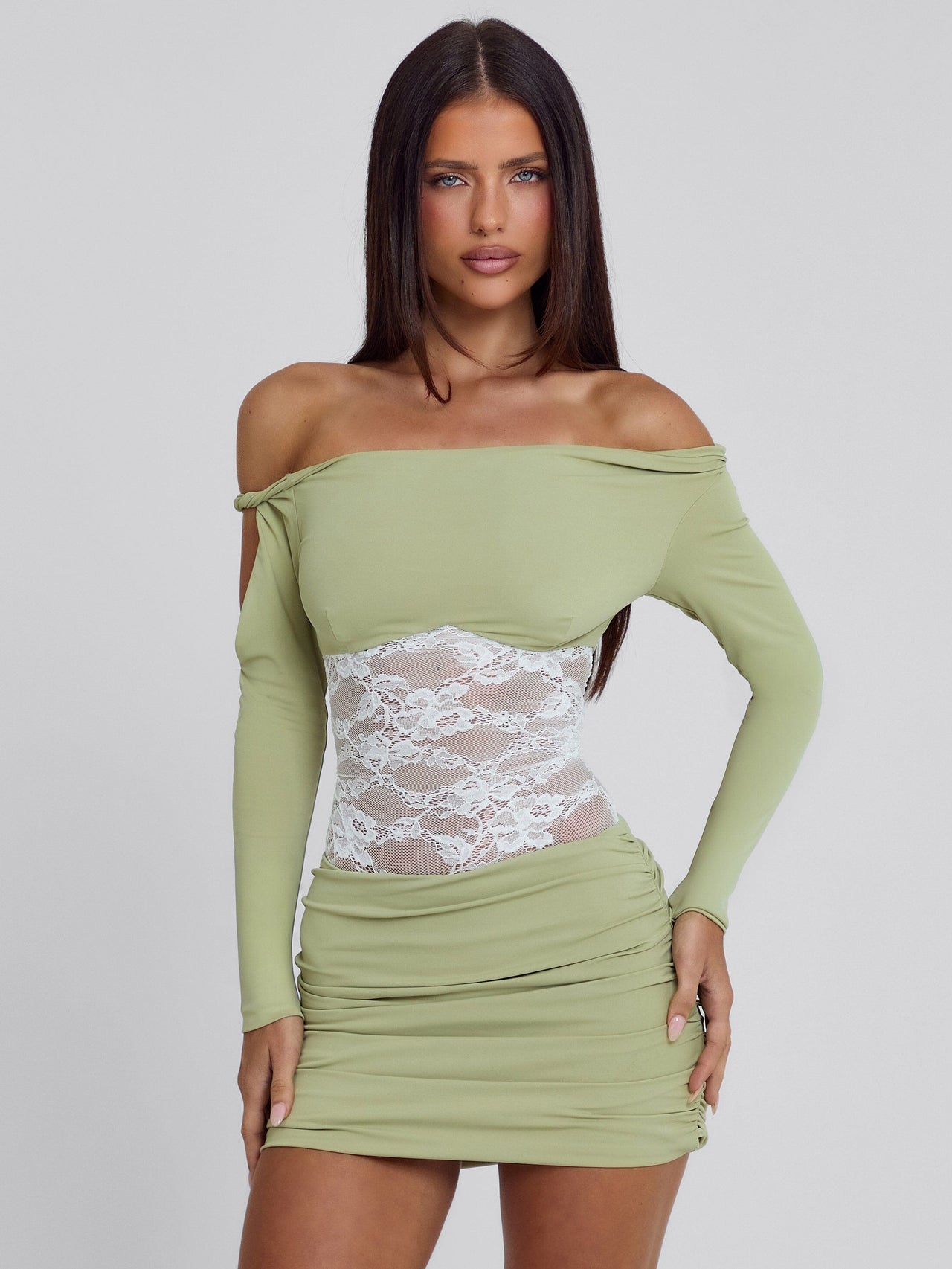 green and white short dress White Green Dresses