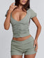 LIZA TOP GREEN PINSTRIPE Crop Top 