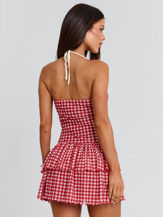Women's Red Print Lorena Mini Dress Red Gingham in Size XL by Outcast Women's Red Print Lorena Mini Dress Red Gingham in Size XL by Outcast