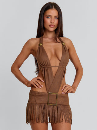 Loure Mini Dress Brown | Outcast US Outcast USA Loure Mini Dress Brown | Outcast US Outcast USA