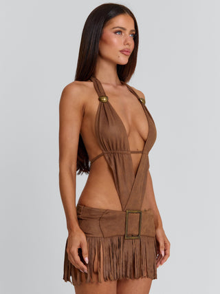 Loure Mini Dress Brown | Outcast US Outcast USA Loure Mini Dress Brown | Outcast US Outcast USA