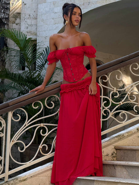 Women's Lubela Corset Top Red in Size Large by Outcast