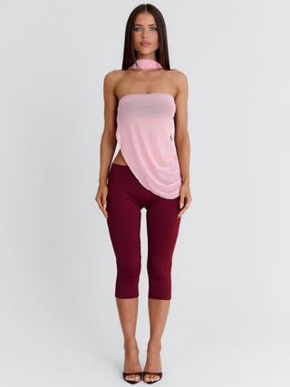 LUCYLLE CAPRI JUMPSUIT PINK AND BURGUNDY Jumpsuit 