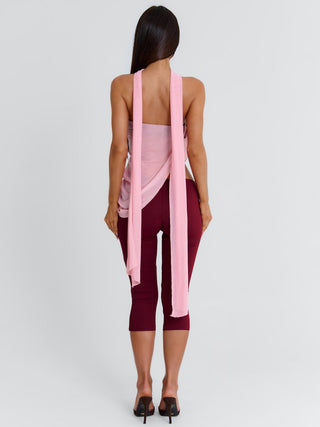 LUCYLLE CAPRI JUMPSUIT PINK AND BURGUNDY Jumpsuit 