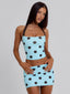 LULA REVERSIBLE MINI SKIRT BLUE AND CHOCOLATE POLKA DOT Mini Skirt 