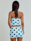 LULA REVERSIBLE MINI SKIRT BLUE AND CHOCOLATE POLKA DOT Mini Skirt 