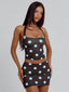 LULA REVERSIBLE MINI SKIRT BLUE AND CHOCOLATE POLKA DOT Mini Skirt 