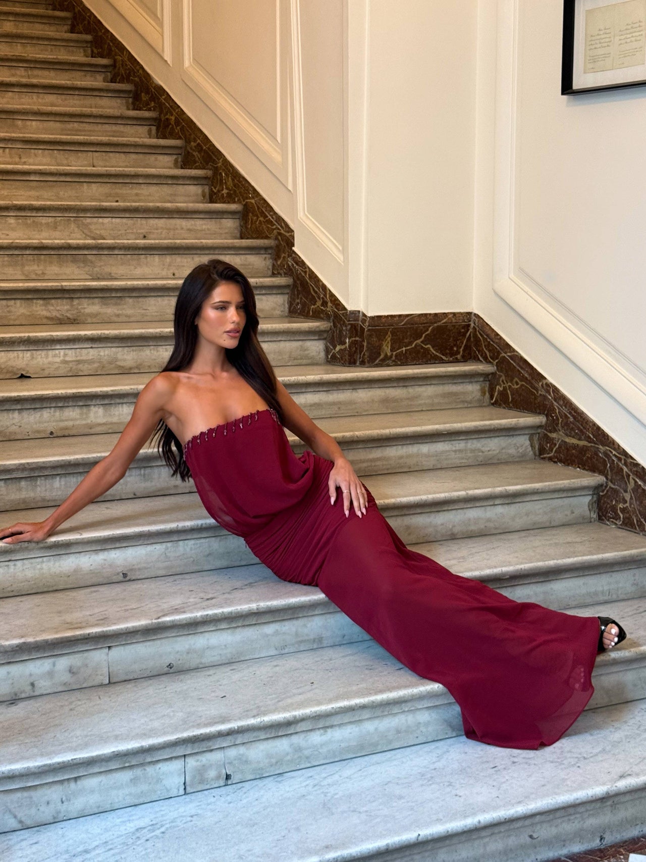 Women's Red Lumen Maxi Dress Burgundy in Size Large by Outcast Women's Red Lumen Maxi Dress Burgundy in Size Large by Outcast