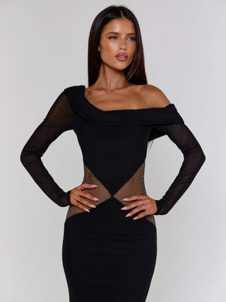 maxi mesh dress black Black Floral Mesh Overlay Fitted Maxi Dress