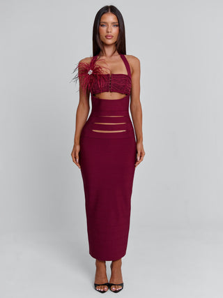 Women's Red Lunabelle Midi Dress Burgundy in Size XXS by Outcast Women's Red Lunabelle Midi Dress Burgundy in Size XXS by Outcast
