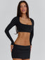 LURE LONG SLEEVE TOP BLACK Crop Top 