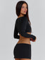 LURE LONG SLEEVE TOP BLACK Crop Top 