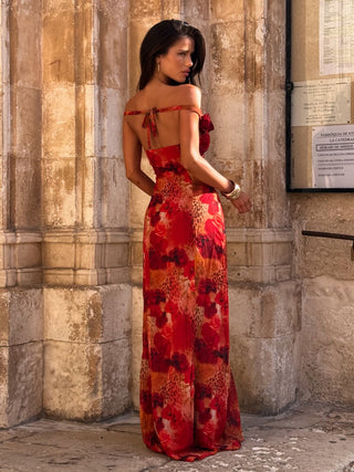 rosalia floral mesh long dress Rosalia Mocha Mesh Maxi Dress - S Size - Women's Dresses