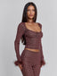 MAHRIA TOP BROWN POLKA DOT Crop Top 