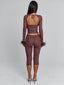 MAHRIA TOP BROWN POLKA DOT Crop Top 