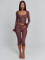 MAHRIA TOP BROWN POLKA DOT Crop Top 
