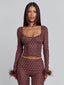 MAHRIA TOP BROWN POLKA DOT Crop Top 