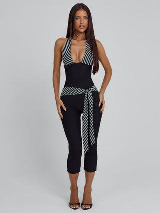 MALANI CAPRI JUMPSUIT BLACK STRIPE Jumpsuit 