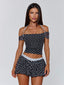 MARLOWE TOP BLACK POLKA DOT Crop Top 