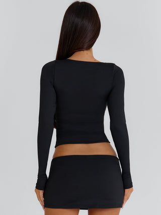 MELT LONG SLEEVE TOP BLACK Crop Top 