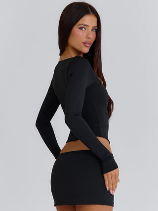 MELT LONG SLEEVE TOP BLACK Crop Top 