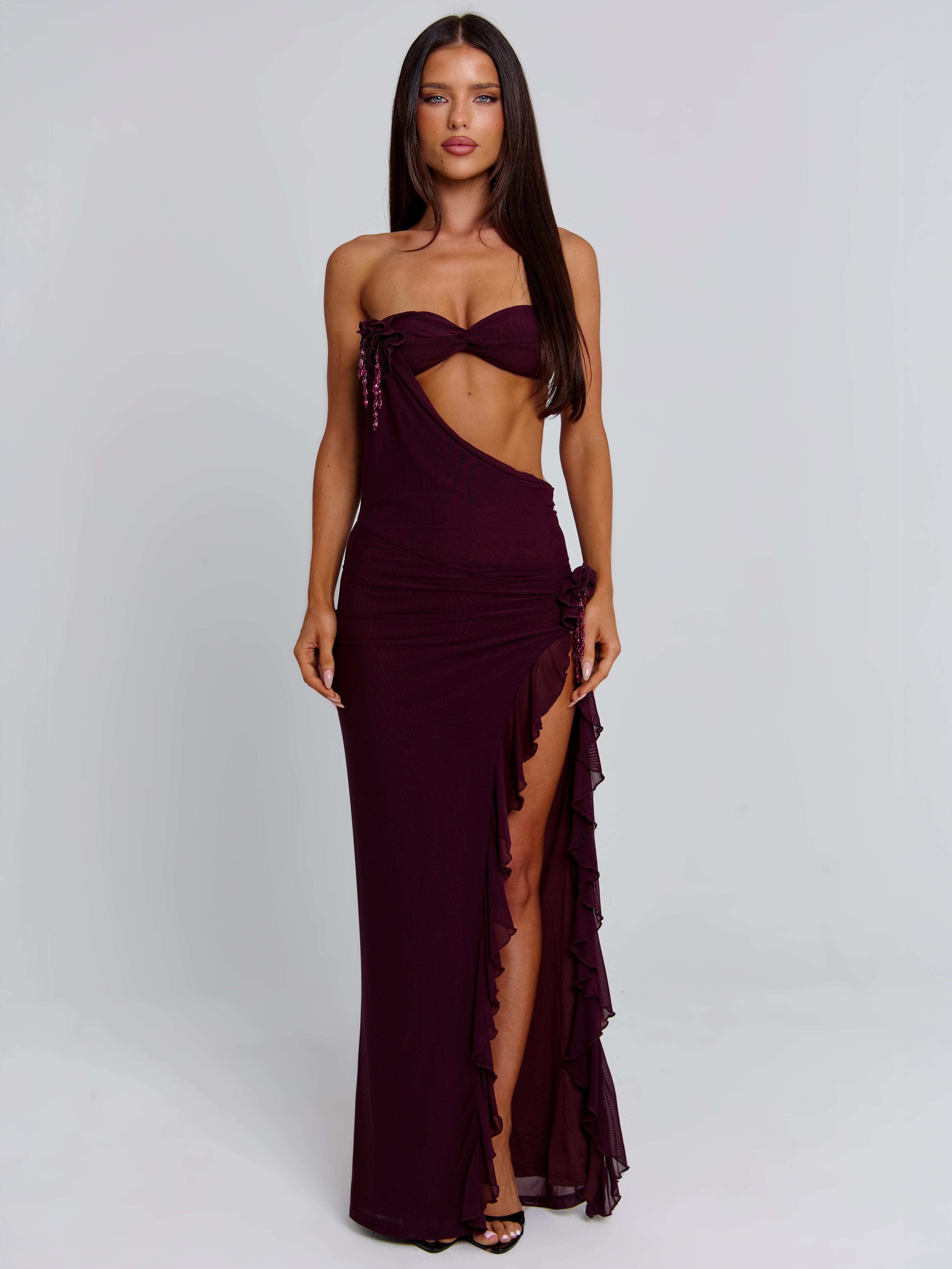 Women's Purple Milan Maxi Dress Deep Mauve in Size Small by Outcast