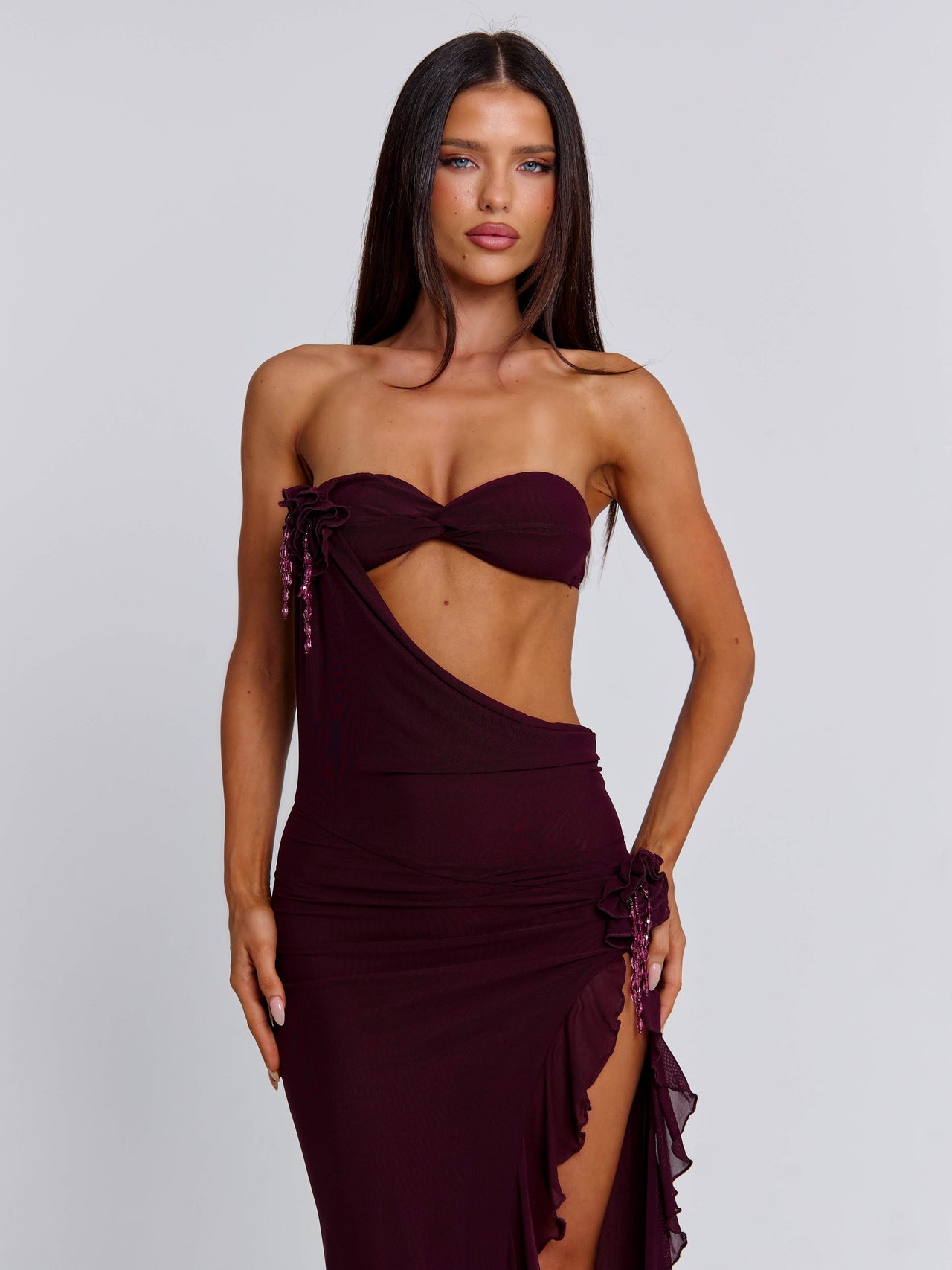 Women's Purple Milan Maxi Dress Deep Mauve in Size Small by Outcast