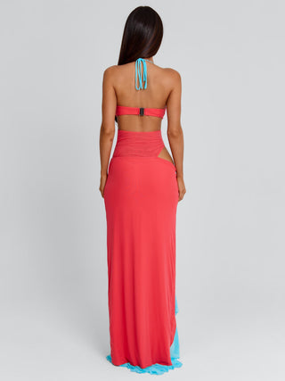 Miranda Maxi Dress Coral And Blue | Outcast US Outcast USA Miranda Maxi Dress Coral And Blue | Outcast US Outcast USA