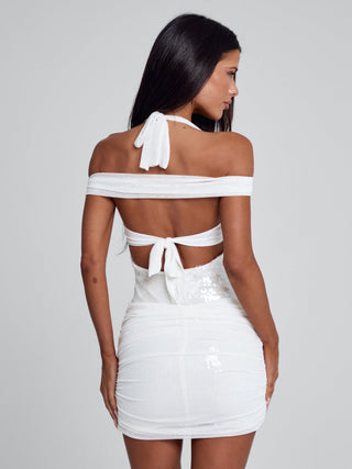 off shoulder mini dress white Monika Mini Dress White