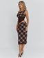 NARELLE MIDI SKIRT BROWN CHECK Midi Skirt 