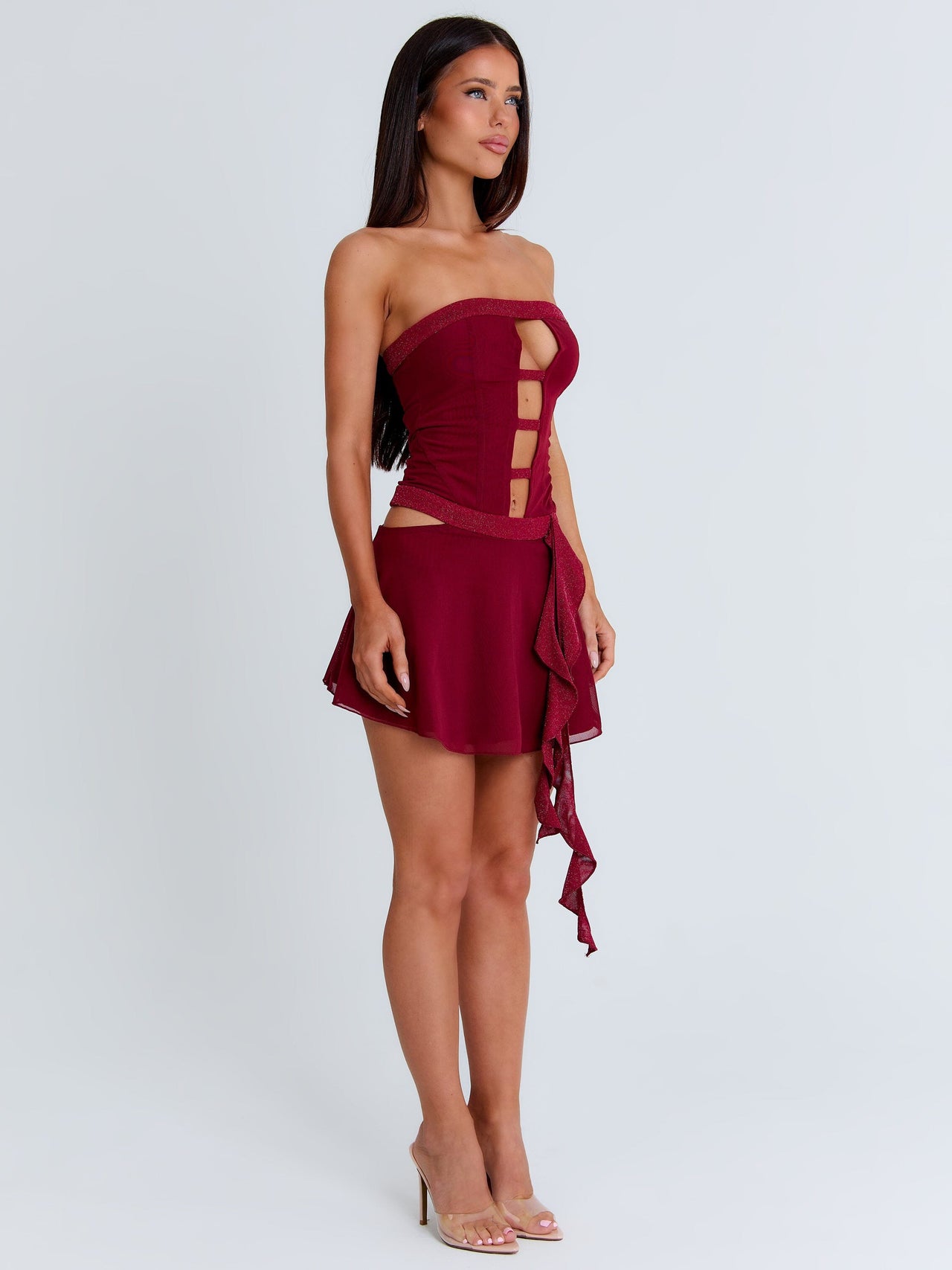 Nina Mini Dress Burgundy | Outcast US Outcast USA Nina Mini Dress Burgundy | Outcast US Outcast USA