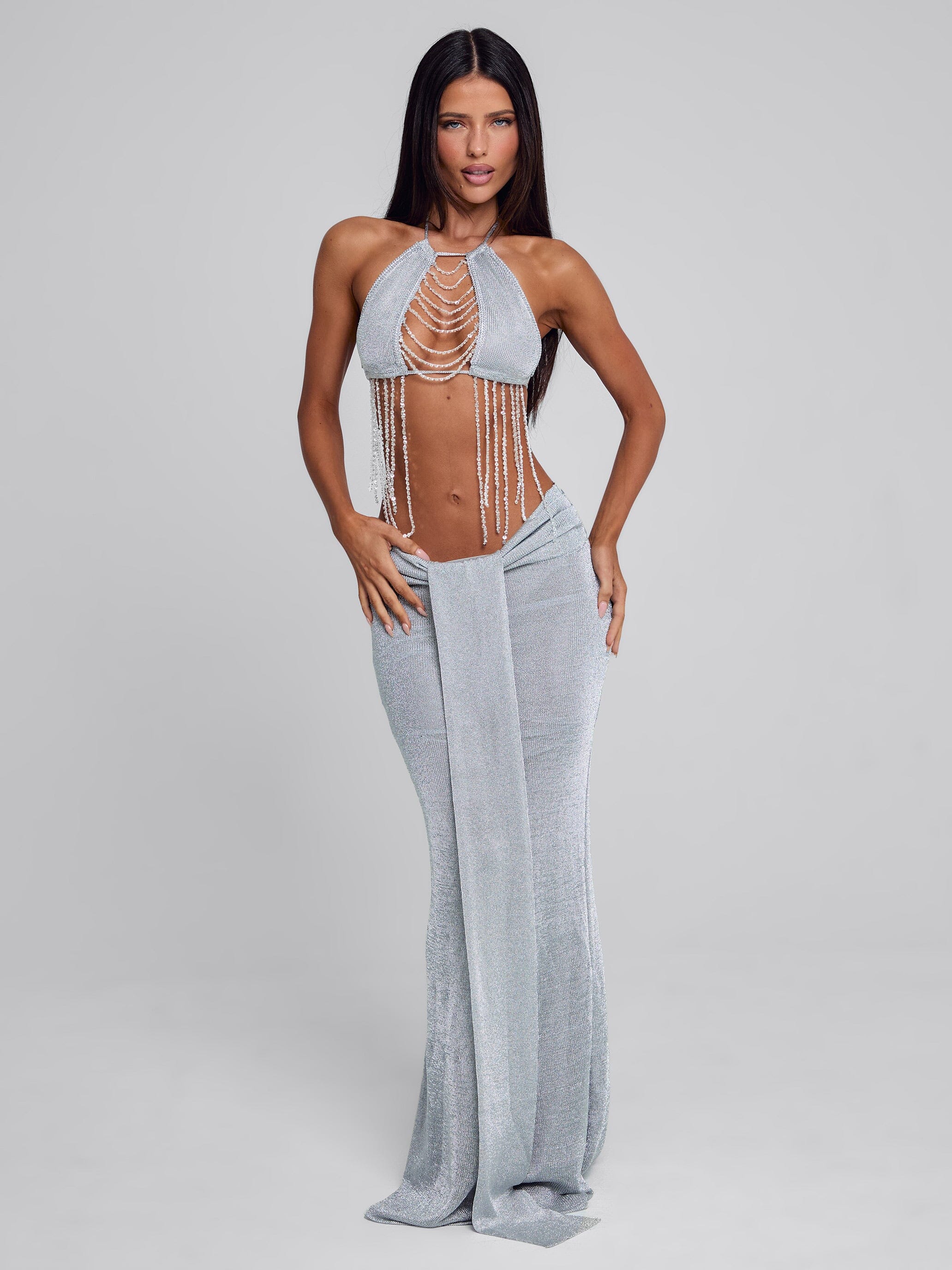 Nivra Maxi Skirt Silver | Outcast US – Outcast USA