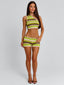 PRAGUE TOP GREEN STRIPE Crop Top 