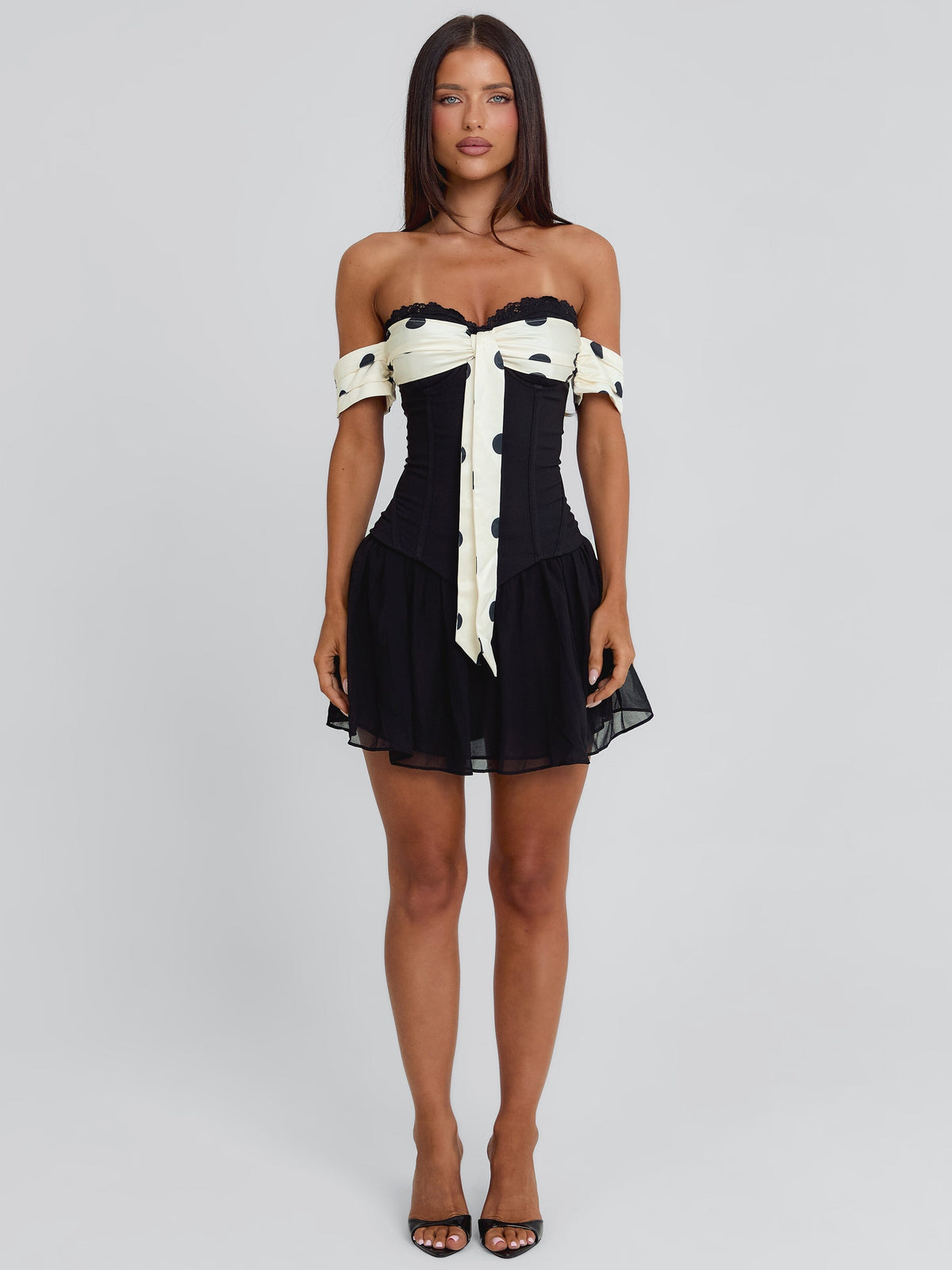 'Women''s Black Print Presley Mini Dress Black Polka Dot in Size XS by Outcast'