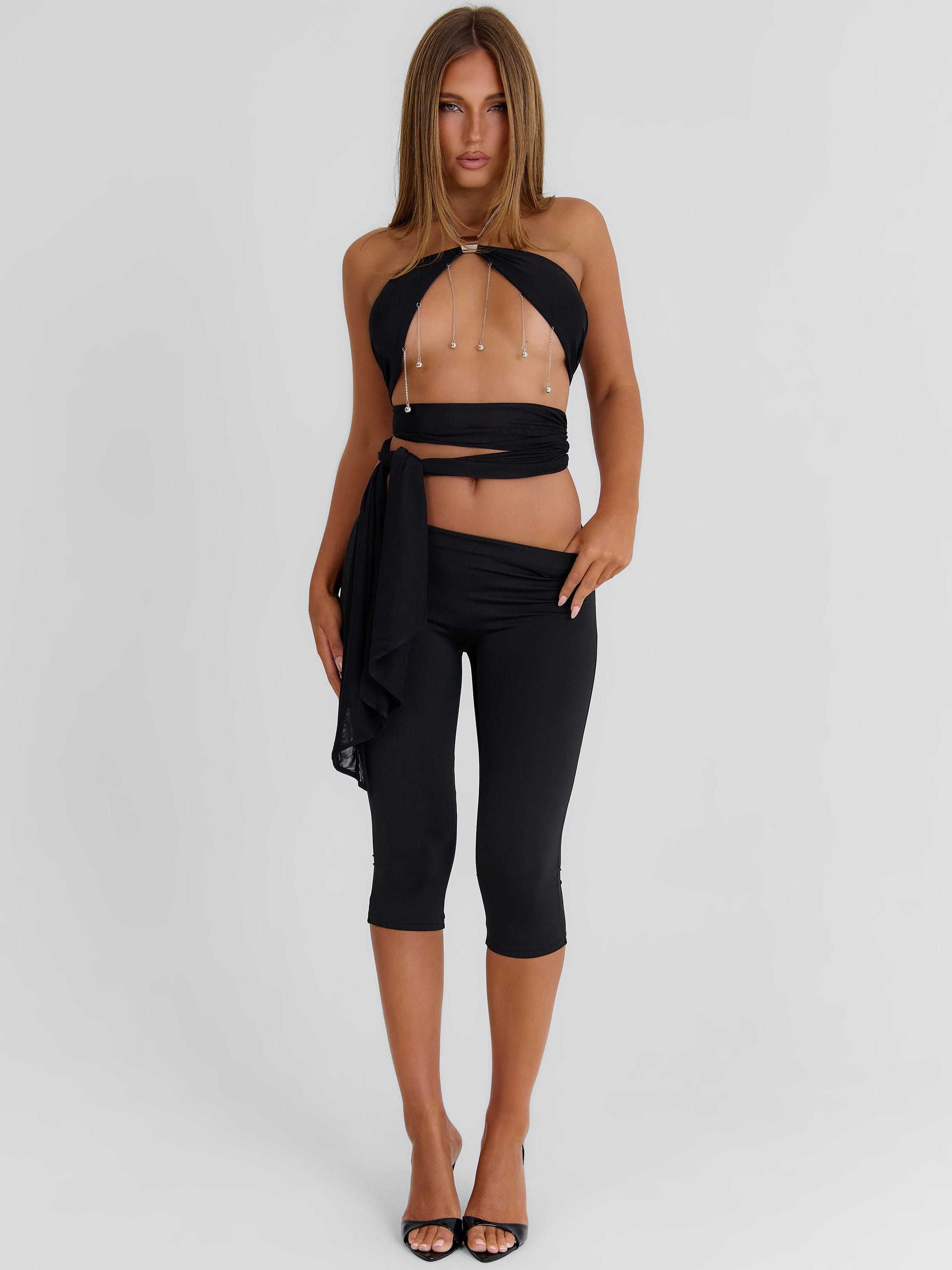rosymonster オーガンジートップス 黒 Rhosyn Crop Top Black | Outcast USA