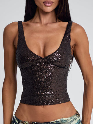 ROEI CORSET TOP DARK BROWN Corset 